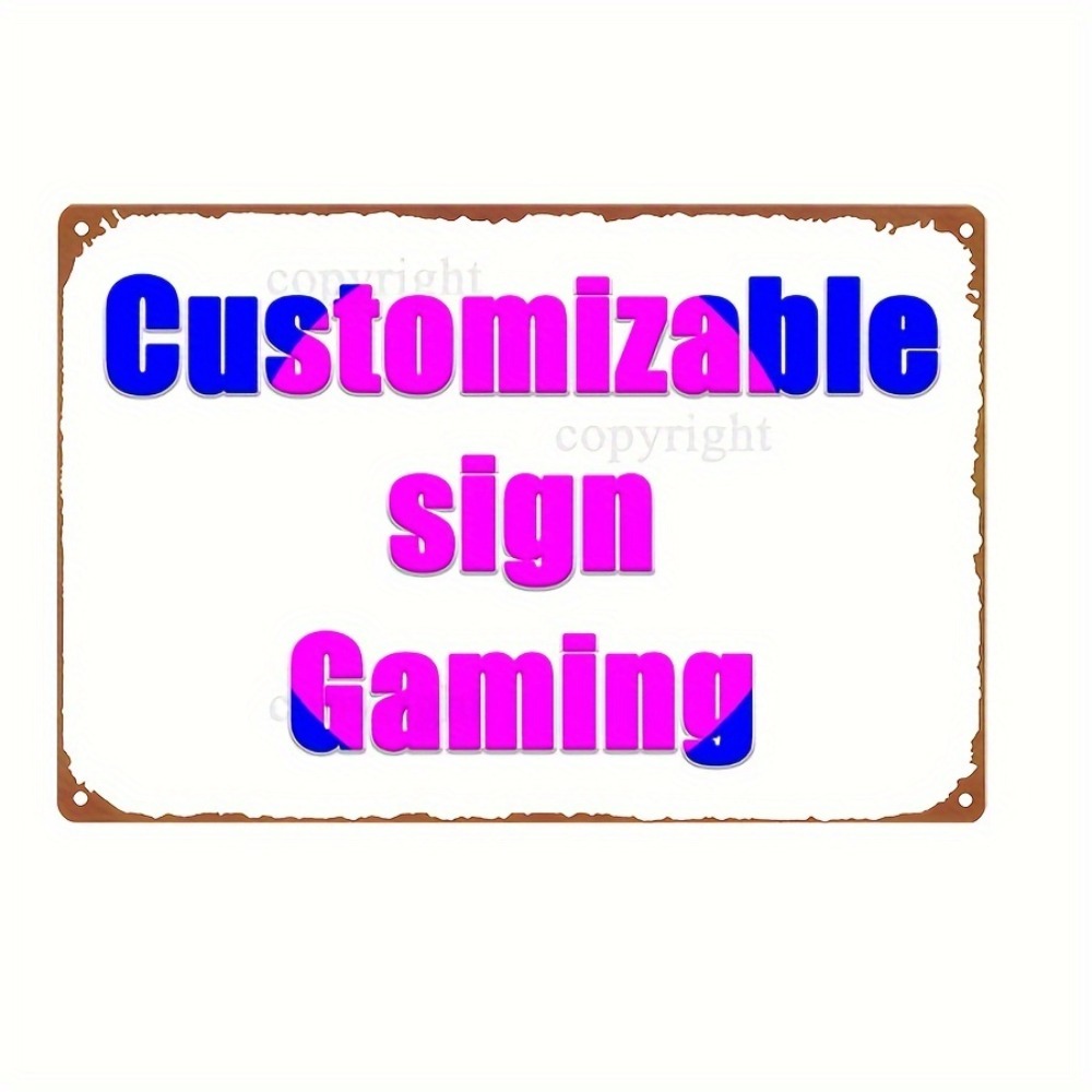 Retro Gaming Decor - Insegna in Ferro Retrò Personalizzabile Pre-Forata,