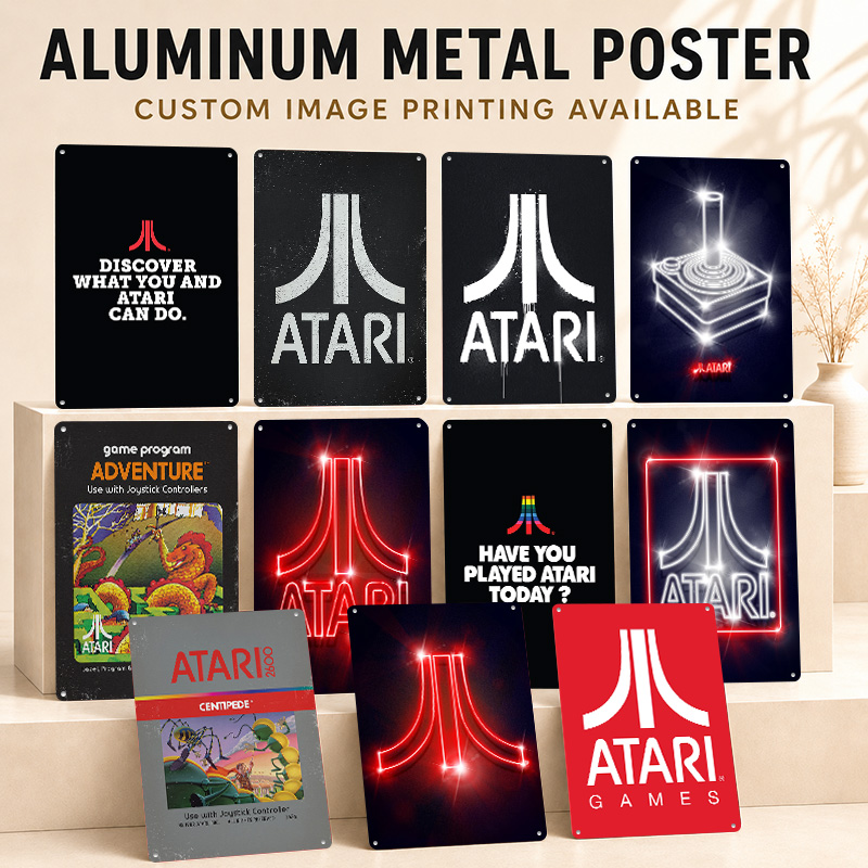 Retro Gaming Lounge - Poster in Alluminio Atari, Insegna in