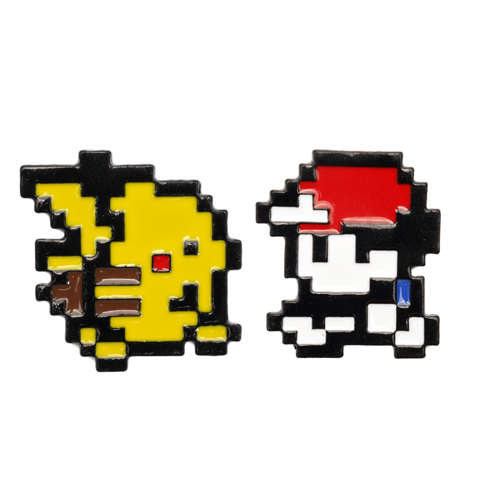 Retro Gaming Pokemon - 2 Pezzi Spille in Smalto a