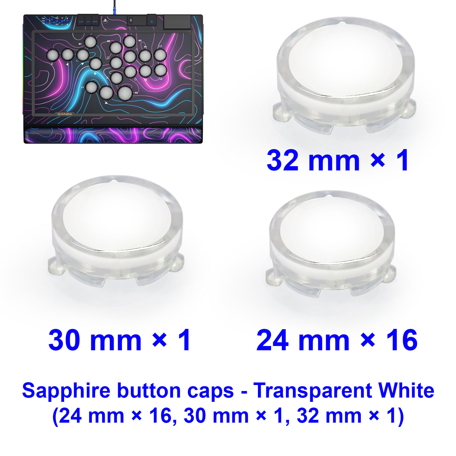 Arcade Button Kit - QANBA SAPPHIRE S1 Cappucci per Pulsanti