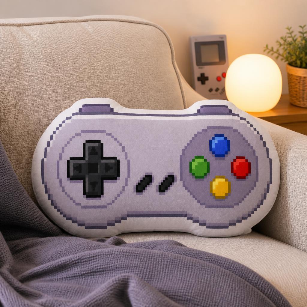 Retro Gaming Lounge - Cuscino Peluche a Forma di Joystick