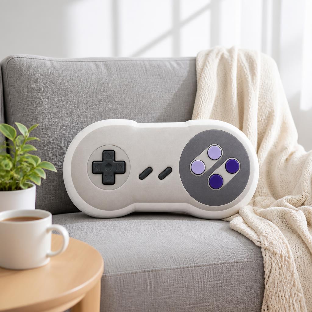Retro Gaming Lounge - Cuscino Peluche a Forma di Controller