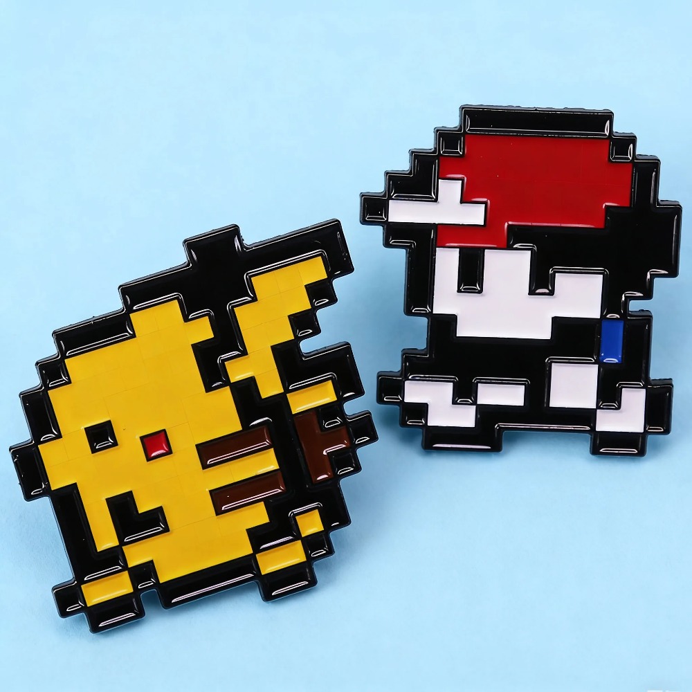 Retro Gaming Pokemon - 2 Pezzi Spille in Smalto a